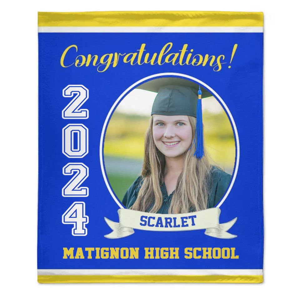 Personalized Graduation Blanket 2024 Graduate, Custom Photo, Name And School, Perfect Gifts for Graduation - Image 7