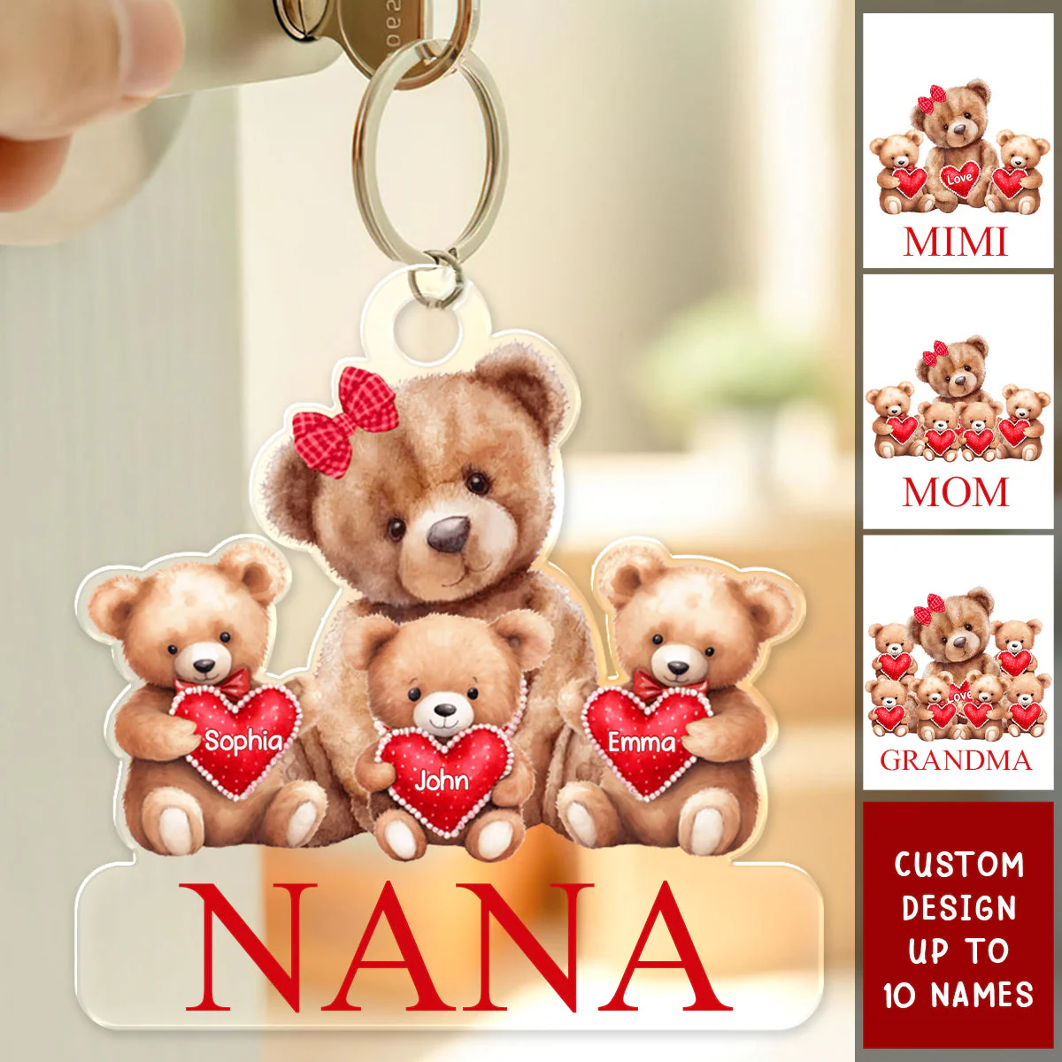 Personalized Grandma Mama Bear Acrylic Keychain With Little Bear Kids - Gift For Grandma, Mom, Nana, Mother, MiMi, Grandmother - Image 7