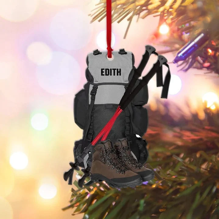 Personalized Hiking Bag Acrylic Christmas Ornament, Hiking Trekking Ornament Gift For Camping Lovers, Hiking Lovers - Image 4