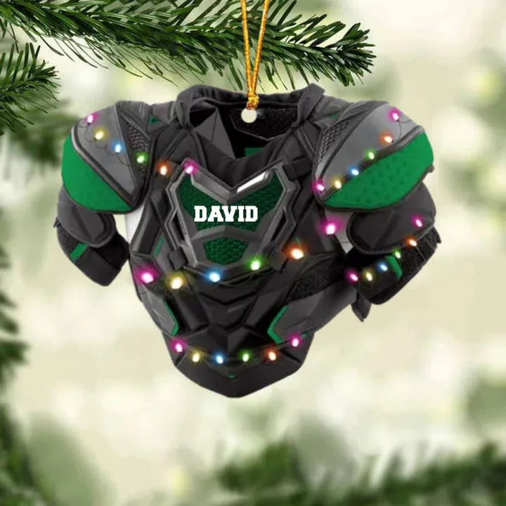 Personalized Hockey Shoulder Pads With Light Christmas Ornament, Custom Name Hockey Acrylic Ornament For Hockey Lovers - Image 10