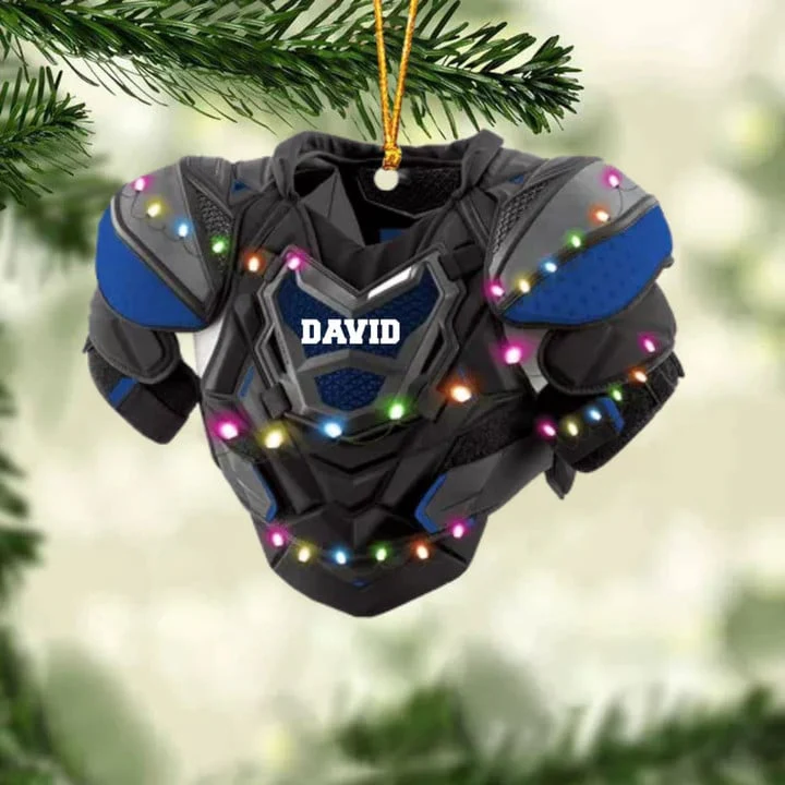 Personalized Hockey Shoulder Pads With Light Christmas Ornament, Custom Name Hockey Acrylic Ornament For Hockey Lovers - Image 11
