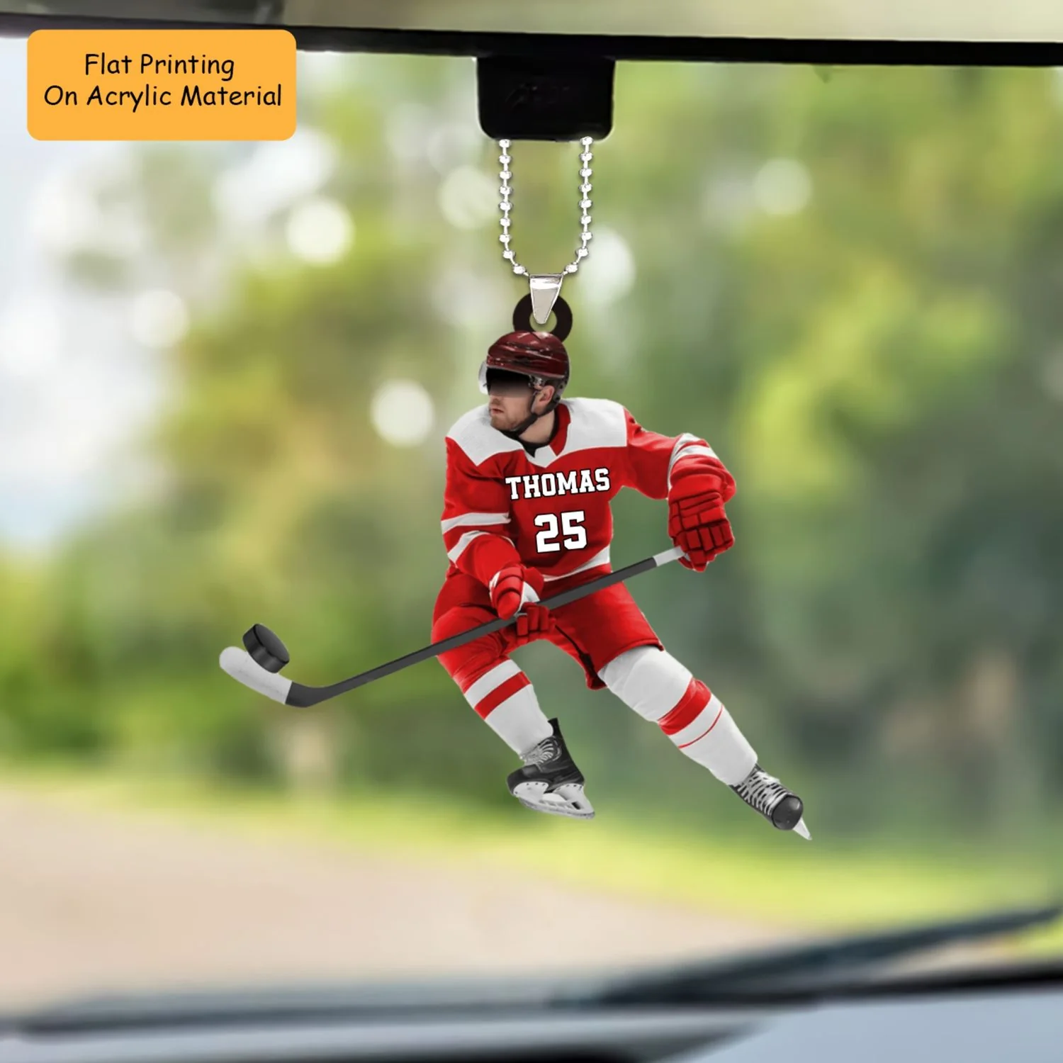 Personalized Ice Hockey Man Play With Ball Flat Acrylic Ornament, Ornament Gifts For Hockey Player, Family, Friends - Image 5