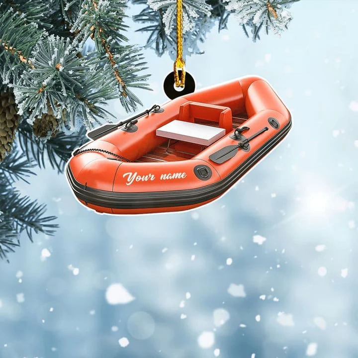 Personalized Inflatable Boat Acrylic Ornament For Xmas Decor, Custom Name Christmas Ornament Gift For Family - Image 2