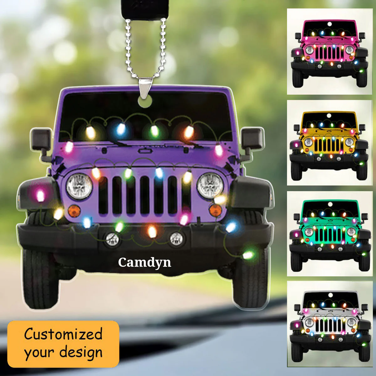 Personalized Jeep Car Christmas Car Ornament, Custom Shape Car Ornament Decor, Car Lover Car Ornament - Image 2