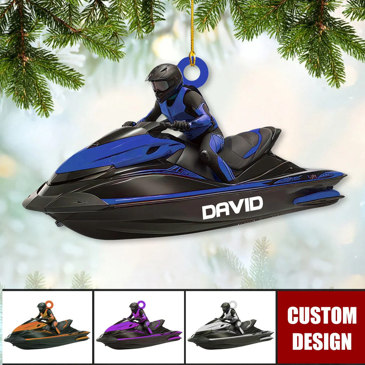 Personalized Jet Ski Water Sport Flat Acrylic Ornament, Meaningful Ornament Gifts For Jet Ski Boat Water Sport Lovers - Image 2