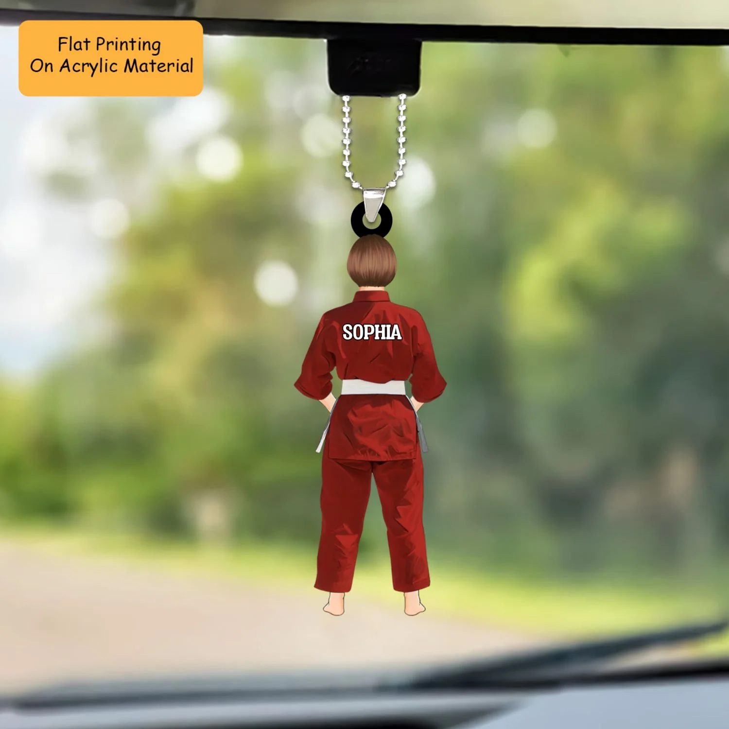 Personalized Karate Jiu Jitsu Judo Girl Female Woman Back View Flat Acrylic Ornament, Ornament Gifts For Daughter, Family - Image 5