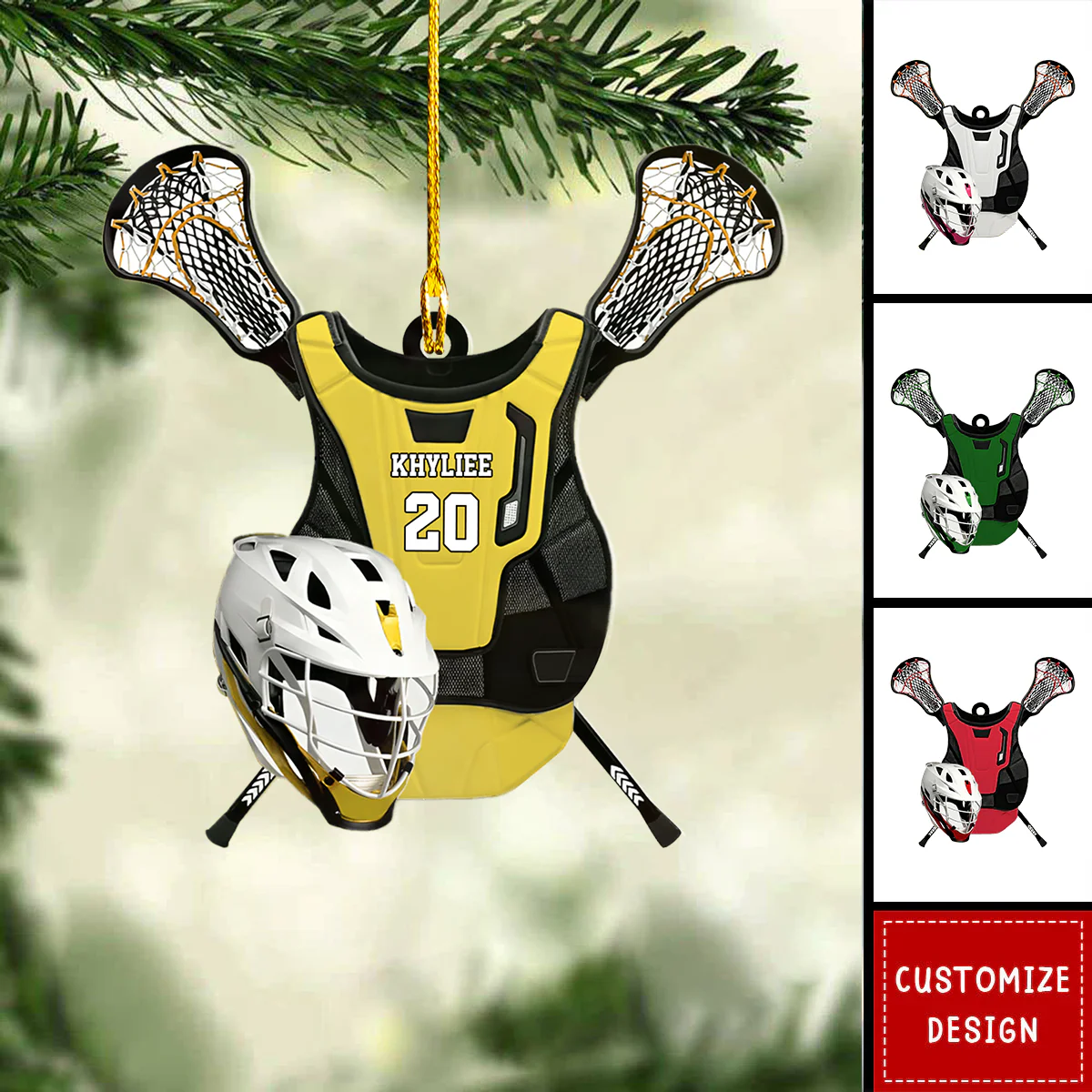 Personalized Lacrosse Gear Flat Acrylic Ornament, Meaningful Christmas Ornament Gifts For Son, Grandson, Daughter - Image 2