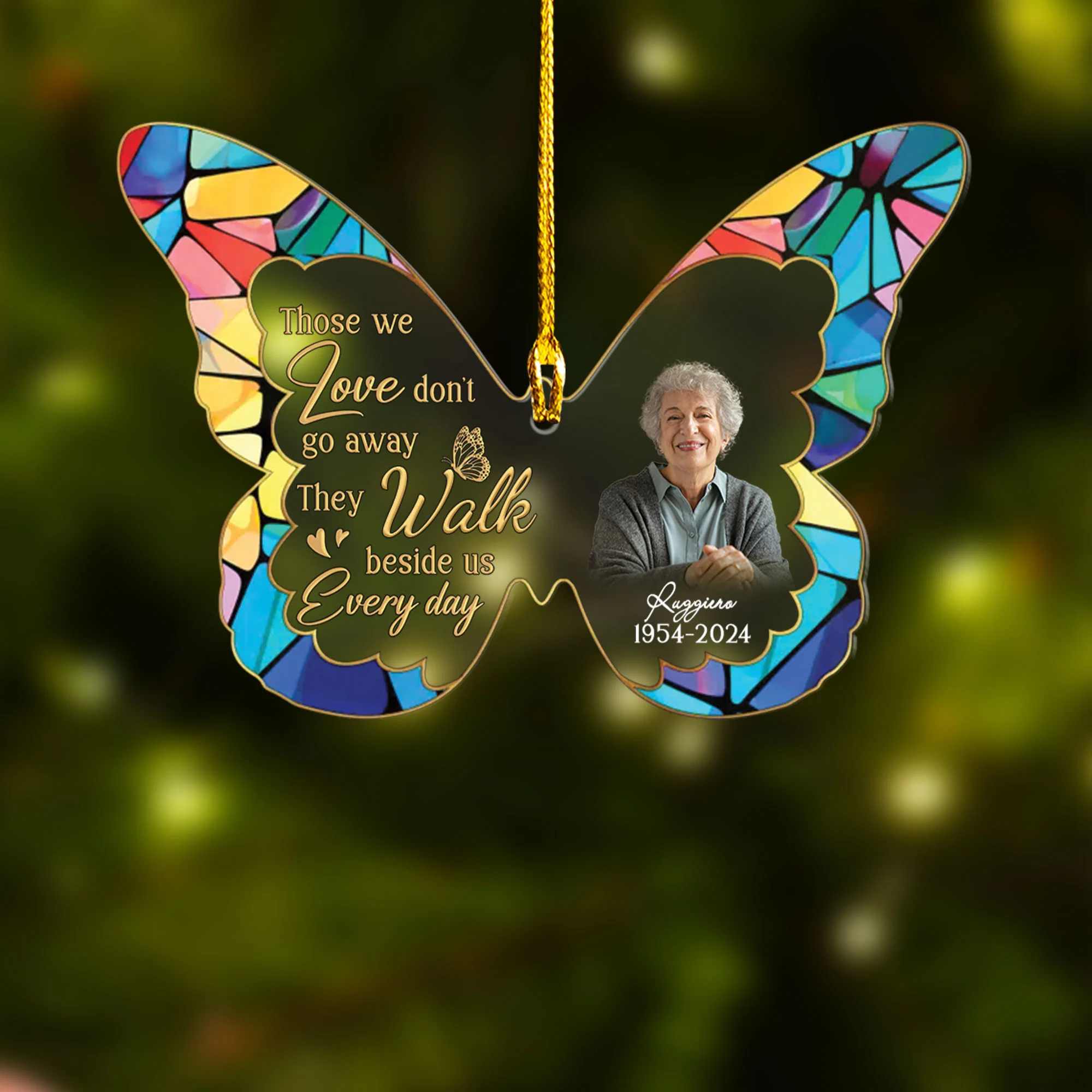 Personalized Memorial Photo Butterfly Car Ornament, Custom Mother Photo Car Ornament - Memorial Gift For Mother, Father, Family, Friends - Image 4