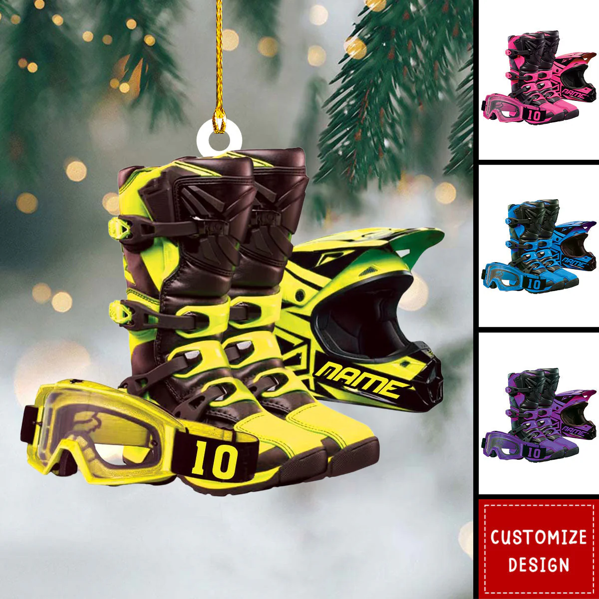 Personalized Motocross Gear Flat Acrylic Ornament For Rider, Meaningful Ornament Gifts For Son, Grandson, Family, Friends - Image 2