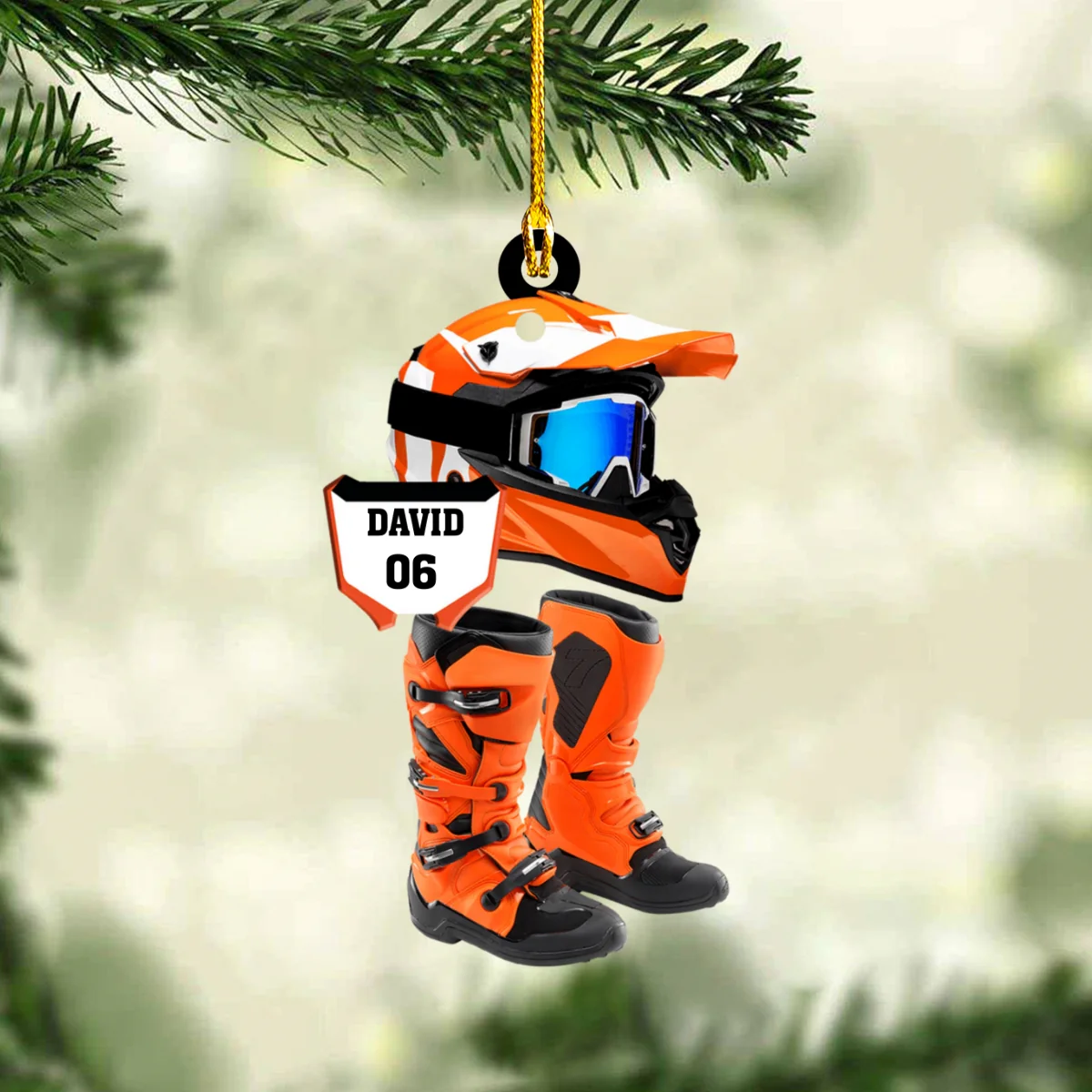 Personalized Motocross Gear Flat Acrylic Ornament, Meaningful Christmas Ornament Gifts For Son, Grandson, Family, Friends - Image 3