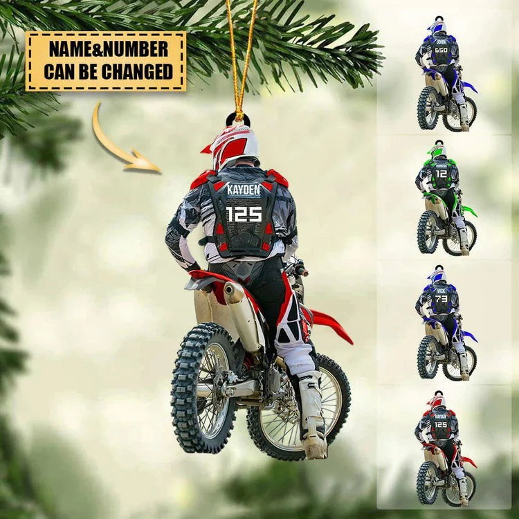 Personalized Motocross Racer Ornament, Customized Acrylic Ornament For Motocross Lovers - Image 2