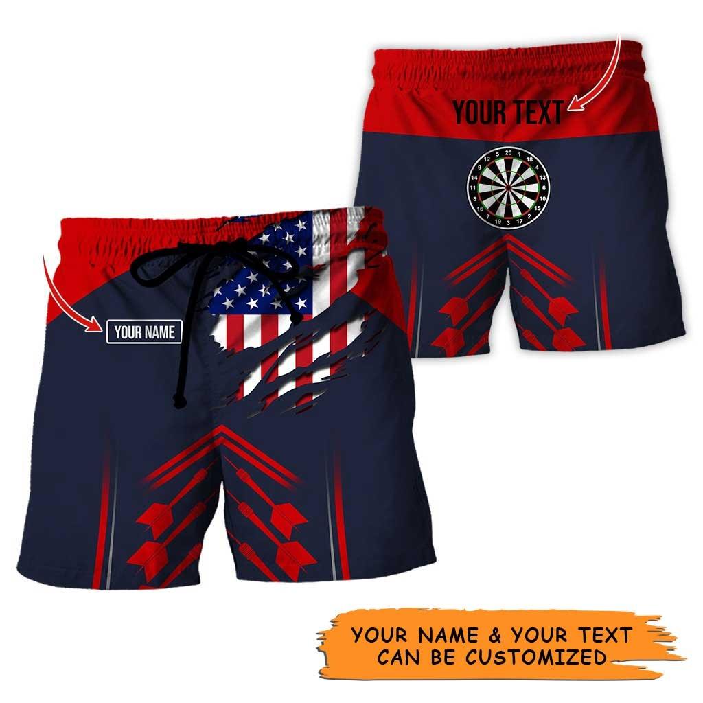 Personalized Name Darts Aloha Hawaiian Shirt - Colorful Darts Pattern And US Flag Personalized Name & Text Hawaiian Shirt For Men & Women, Darts Lover - Image 4