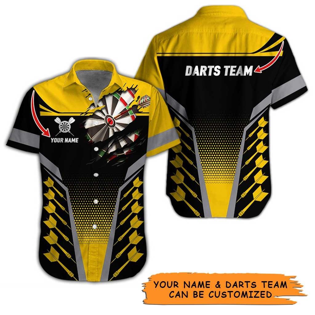 Personalized Name Darts Aloha Hawaiian Shirt - Cool Darts And Fabric Torn Texture Personalized Name & Team Hawaiian Shirt For Men & Women, Darts Lover