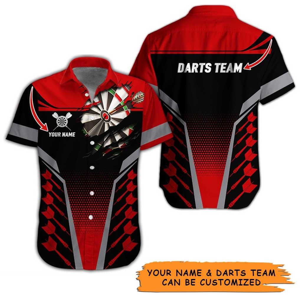Personalized Name Darts Aloha Hawaiian Shirt - Cool Darts And Fabric Torn Texture Personalized Name & Team Hawaiian Shirt For Men & Women, Darts Lover - Image 2