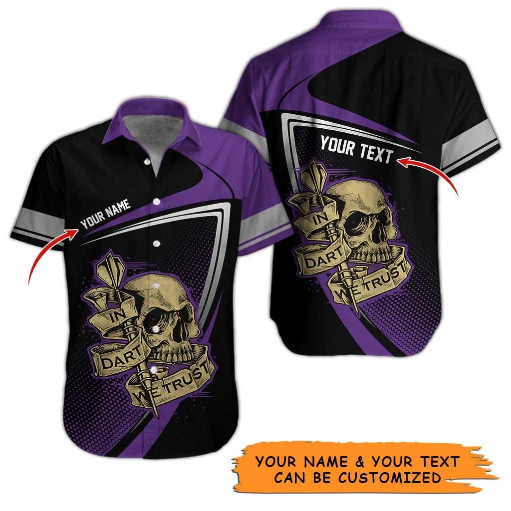 Personalized Name Darts Aloha Hawaiian Shirt - Cool Darts And Skull Pattern Personalized Name Hawaiian Shirt, Perfect Gift For Men & Women, Darts Lover - Image 4