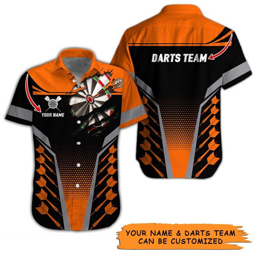 Personalized Name Darts Aloha Hawaiian Shirt - Darts And Fabric Torn Texture Personalized Name & Team Hawaiian Shirt For Men & Women, Darts Lover - Image 2