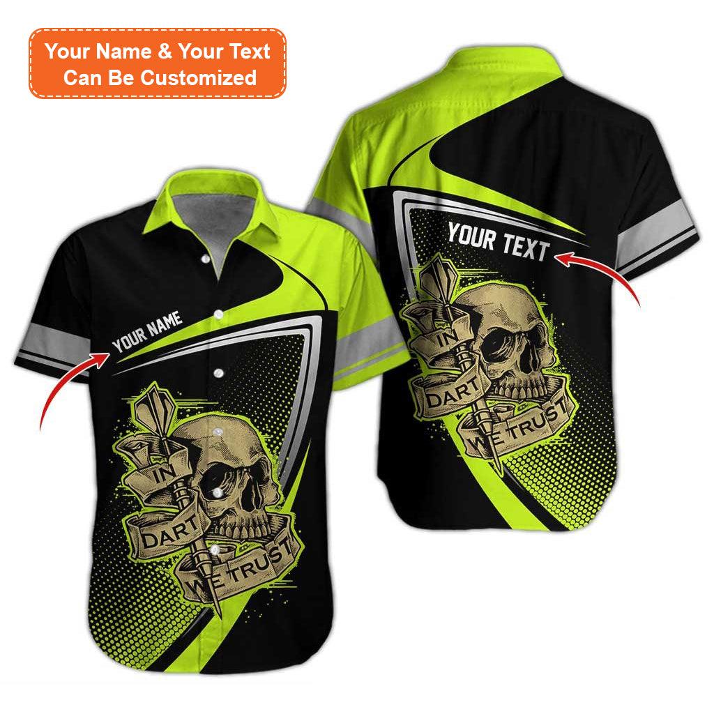 Personalized Name Darts Aloha Hawaiian Shirt, Darts Pattern And Skull,In Darts We Trust Personalized Name Hawaiian Shirt For Men & Women, Darts Lover - Image 4