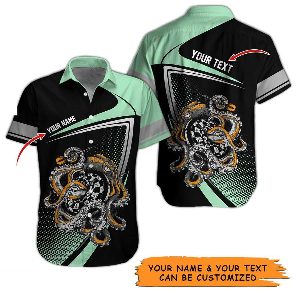 Personalized Name Darts Aloha Hawaiian Shirt - Darts Personalized Name Hawaiian Shirt, Octopus Hawaiian Shirt For Men & Women, Darts Lover - Image 2