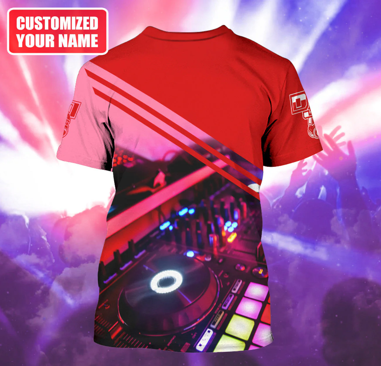 Personalized Name DJ Shirts - Custom Name Disc Jockey Shirts, Modern Music Disc Red Shirts, Perfect DJ Shirts for Men, Friends, Family - Image 2