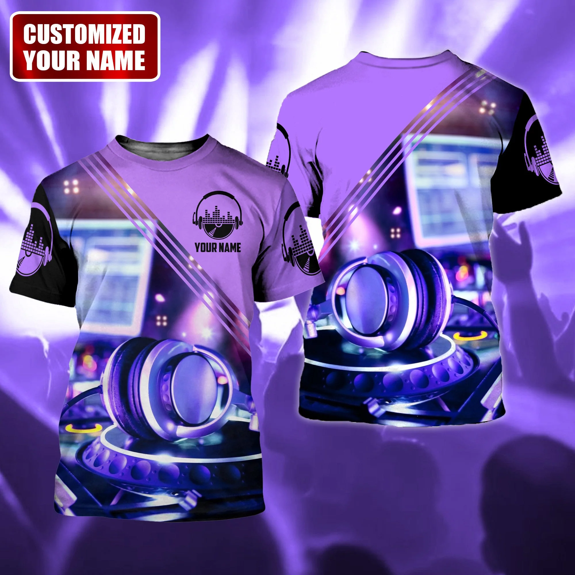 Personalized Name DJ Shirts - Custom Name Disc Jockey Shirts, World Of DJ Purple Shirts, Perfect DJ Shirts for Men & Woman - Image 2