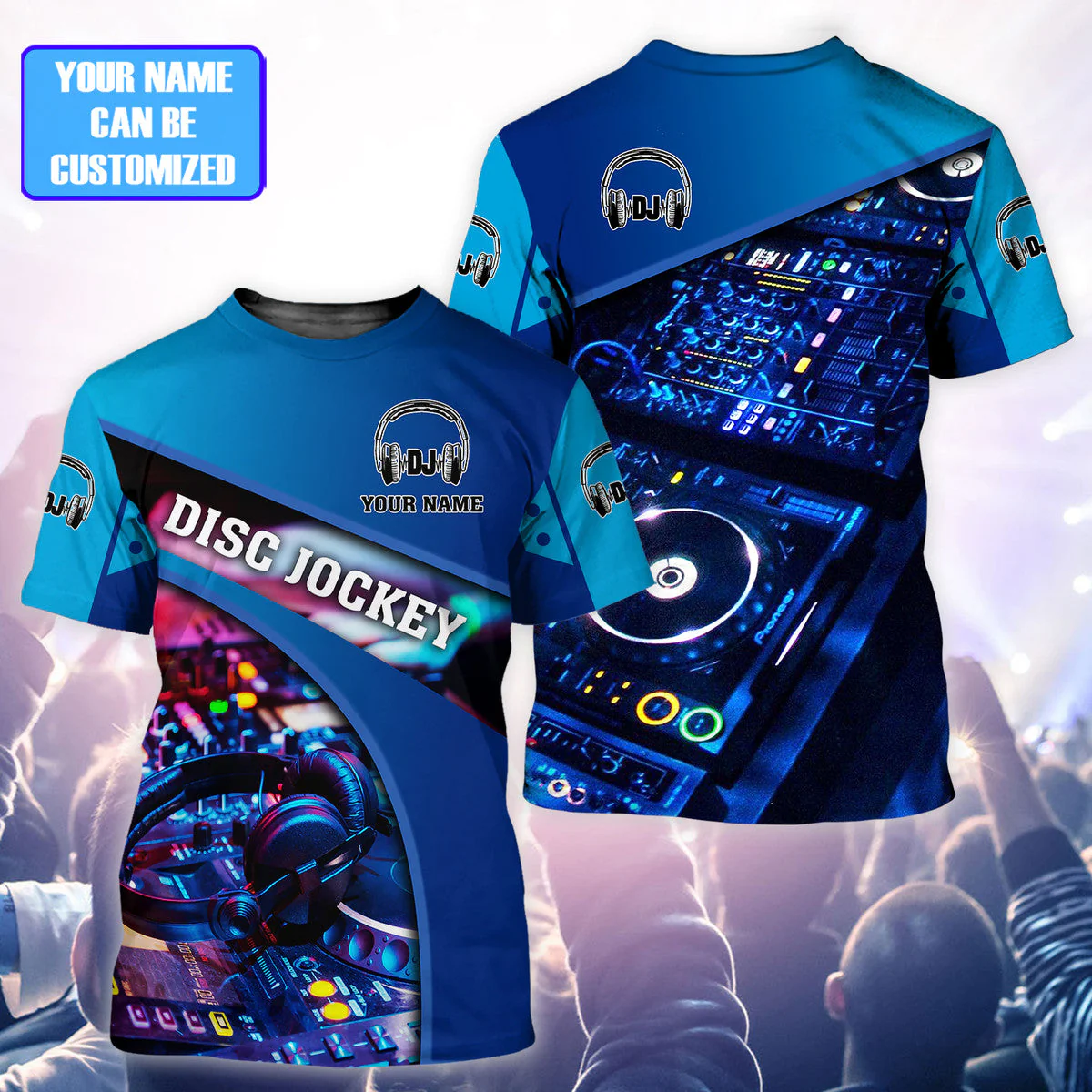 Personalized Name DJ Shirts - Custom Name DJ Table, Funny & Crazy DJ Blue Shirts, Perfect DJ Shirts for Men & Women - Image 2