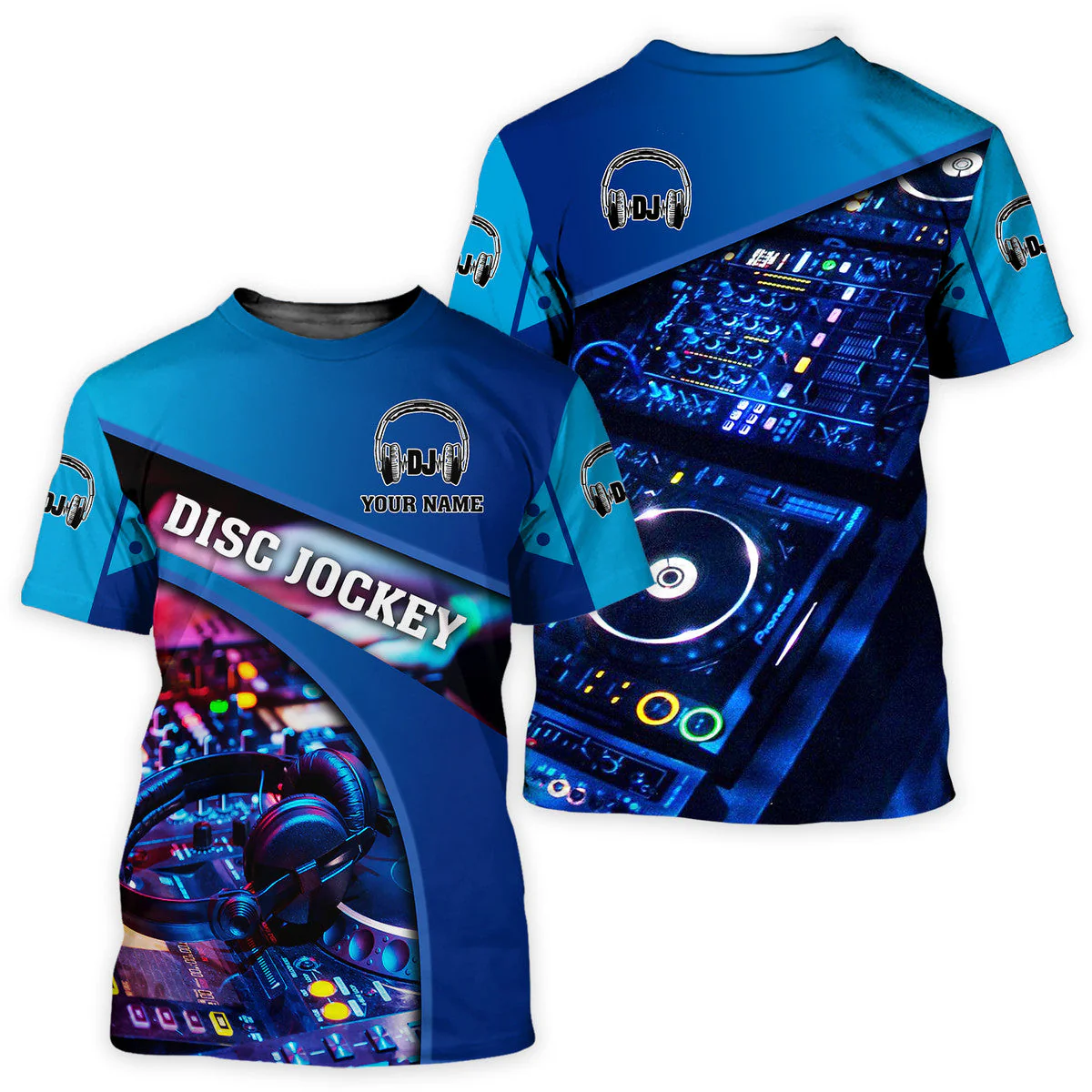 Personalized Name DJ Shirts - Custom Name DJ Table, Funny & Crazy DJ Blue Shirts, Perfect DJ Shirts for Men & Women - Image 3