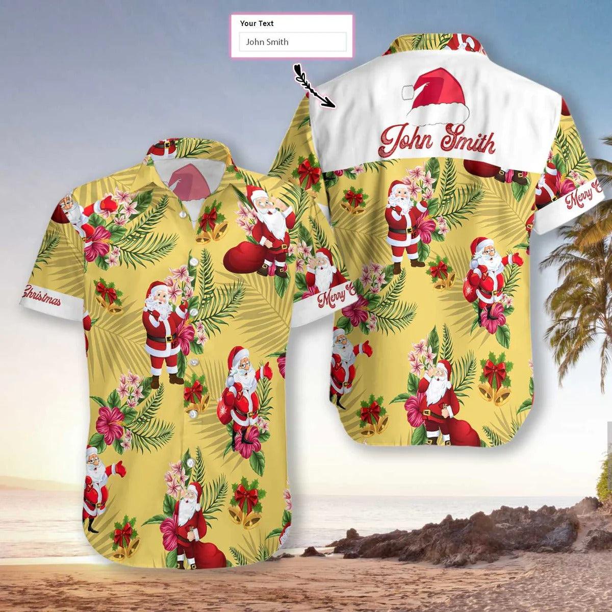 Personalized Name Merry Christmas Santa Claus Custom Hawaiian Shirt - Perfect Gift For Lover, Friend, Family - Image 2