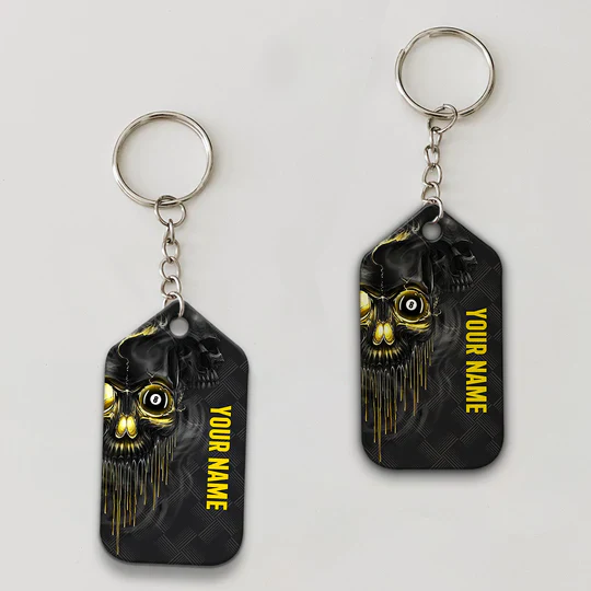 Personalized Name Skull Pool Shut Up And Shoot Billiard Acrylic Keychain - Christmas Gift For Billiard Lovers, Billiard Team Players - Image 2