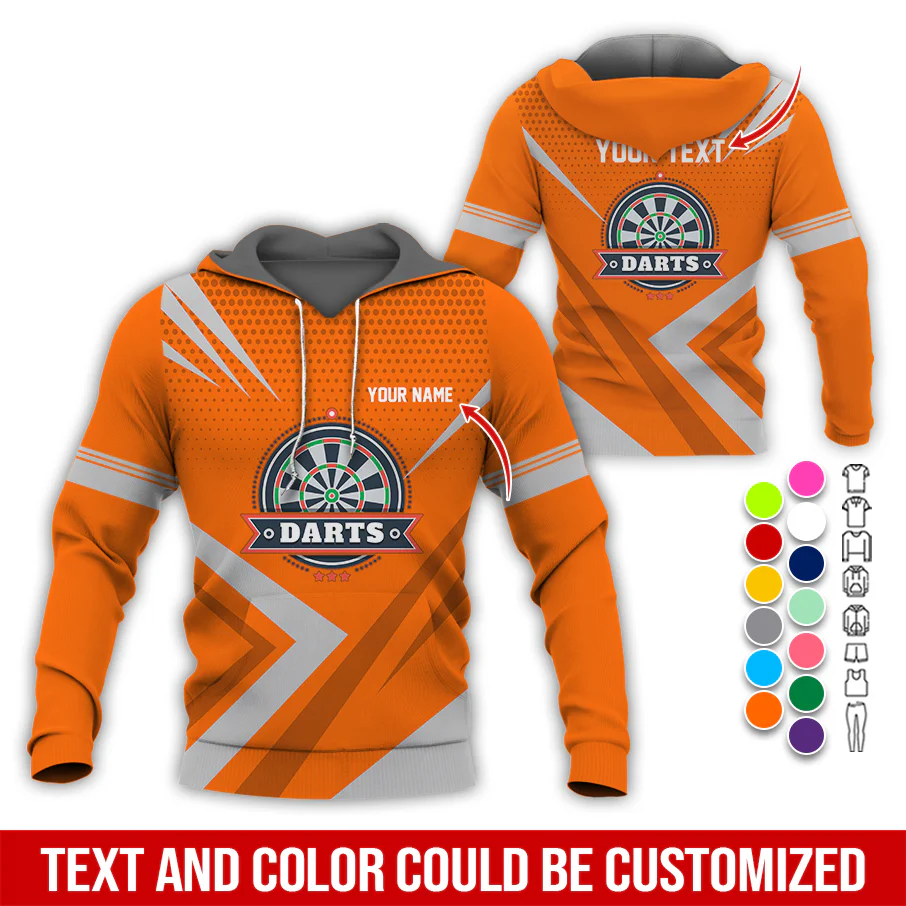 Personalized Name & Text Darts Premium Hoodie, 3 Star Darts Pattern Hoodie, Perfect Gift For Darts Lovers, Friend, Family - Image 10