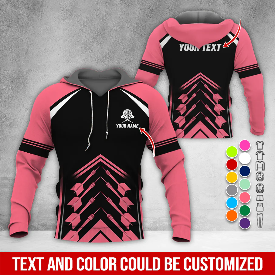 Personalized Name & Text Darts Premium Hoodie, Darts Sport Pattern Hoodie For Darts Player, Perfect Gift For Darts Lovers, Friend, Family - Image 11