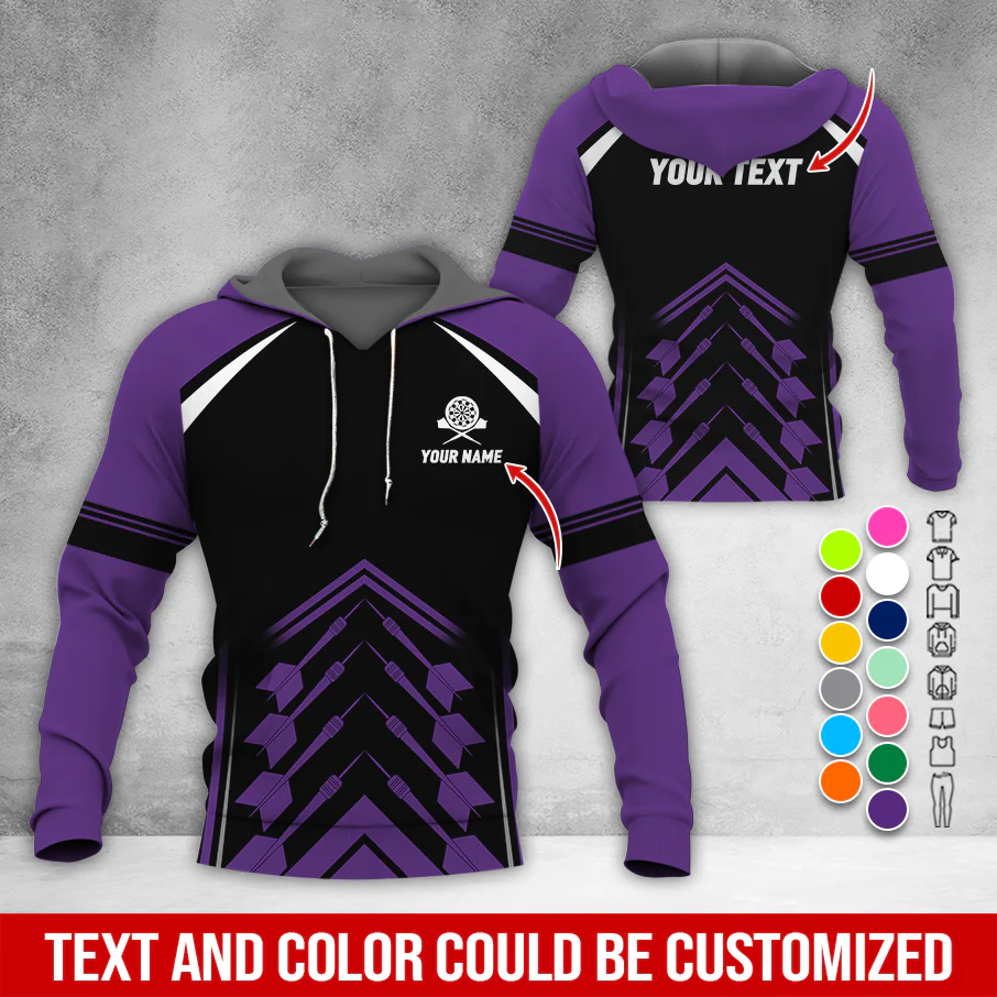 Personalized Name & Text Darts Premium Hoodie, Darts Sport Pattern Hoodie For Darts Player, Perfect Gift For Darts Lovers, Friend, Family - Image 12