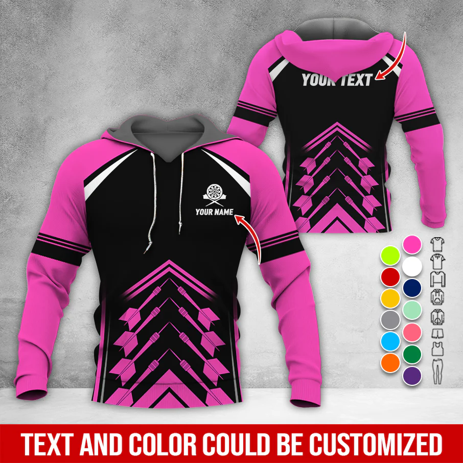 Personalized Name & Text Darts Premium Hoodie, Darts Sport Pattern Hoodie For Darts Player, Perfect Gift For Darts Lovers, Friend, Family - Image 9