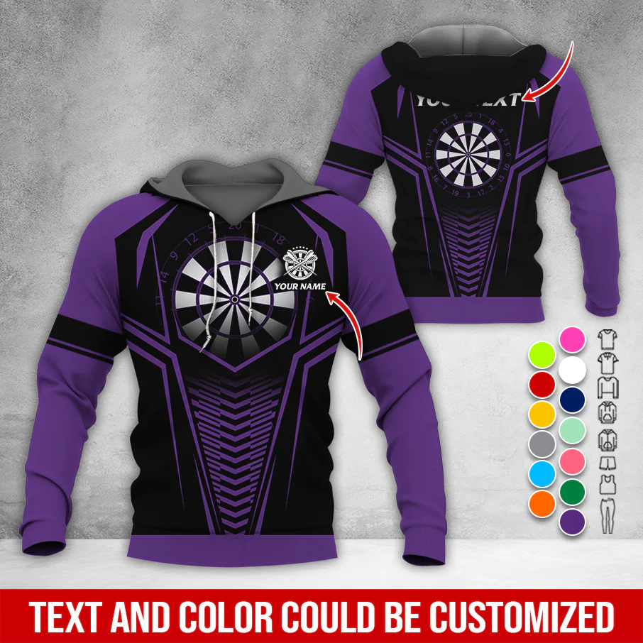 Personalized Name & Text Darts Premium Hoodie, Darts Sport Pattern Hoodie For Men & Women, Perfect Gift For Darts Lovers, Friend, Family - Image 11