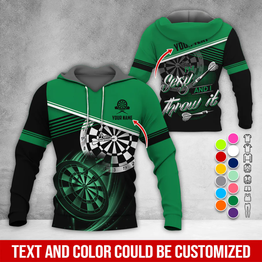 Personalized Name & Text Darts Premium Hoodie, I'm Sexy And I Throw It Darts Hoodie, Perfect Gift For Darts Lovers, Friend, Family - Image 6