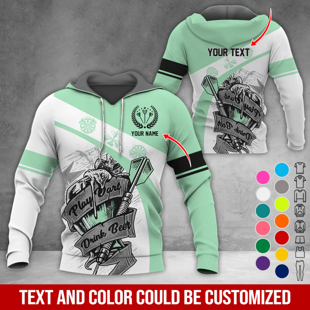 Personalized Name & Text Darts Premium Hoodie, Play Darts Drink Beer Hoodie, Perfect Gift For Darts Lovers, Friend, Family - Image 3