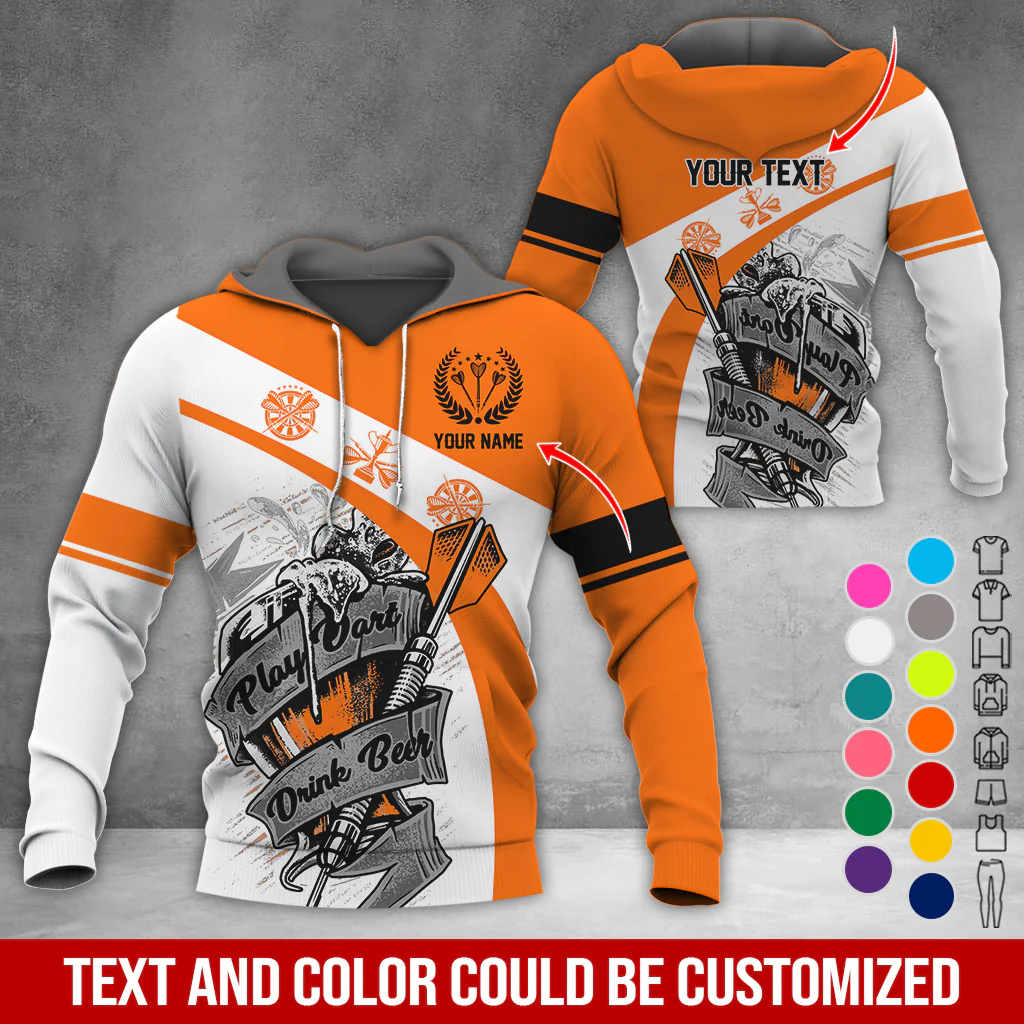 Personalized Name & Text Darts Premium Hoodie, Play Darts Drink Beer Hoodie, Perfect Gift For Darts Lovers, Friend, Family - Image 9