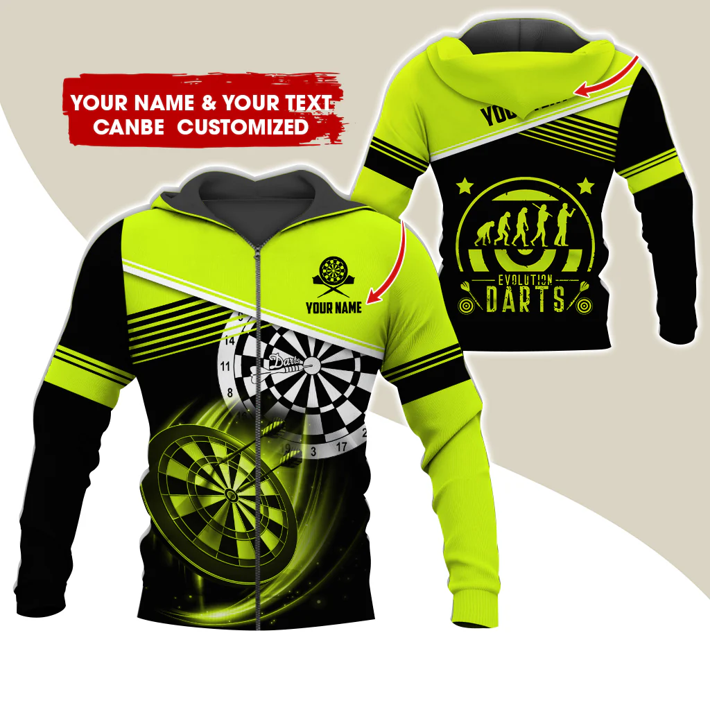 Personalized Name & Text Darts Premium Zip Hoodie, Customized Evolution Darts Player Zip Hoodie For Men & Women - Gift For Darts Lovers, Darts Players - Image 12