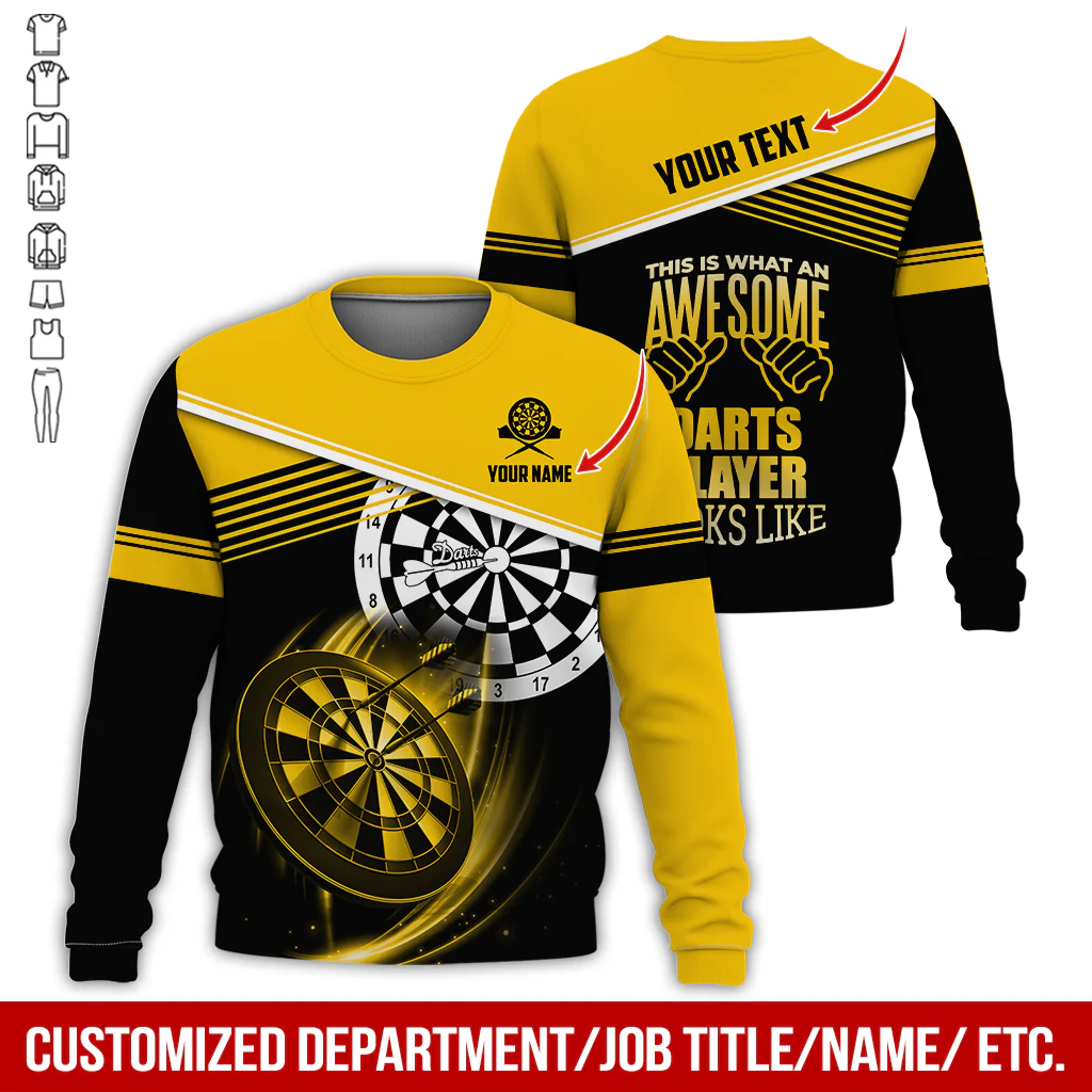 Personalized Name & Text Darts Sweatshirt, Customized Awesome Darts Player Sweatshirt For Men & Women - Gift For Darts Lovers, Darts Players - Image 9