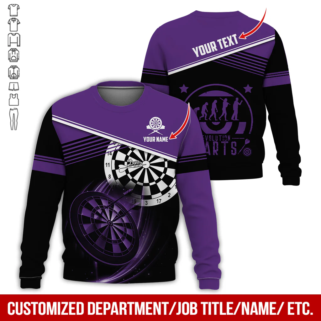 Personalized Name & Text Darts Sweatshirt, Customized Evdlution Darts Player Sweatshirt For Men & Women - Gift For Darts Lovers, Darts Players - Image 2