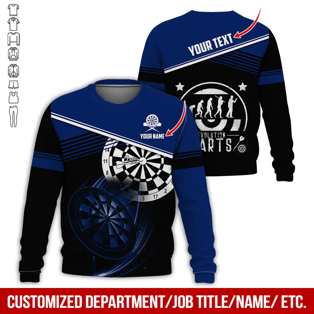 Personalized Name & Text Darts Sweatshirt, Customized Evdlution Darts Player Sweatshirt For Men & Women - Gift For Darts Lovers, Darts Players - Image 3