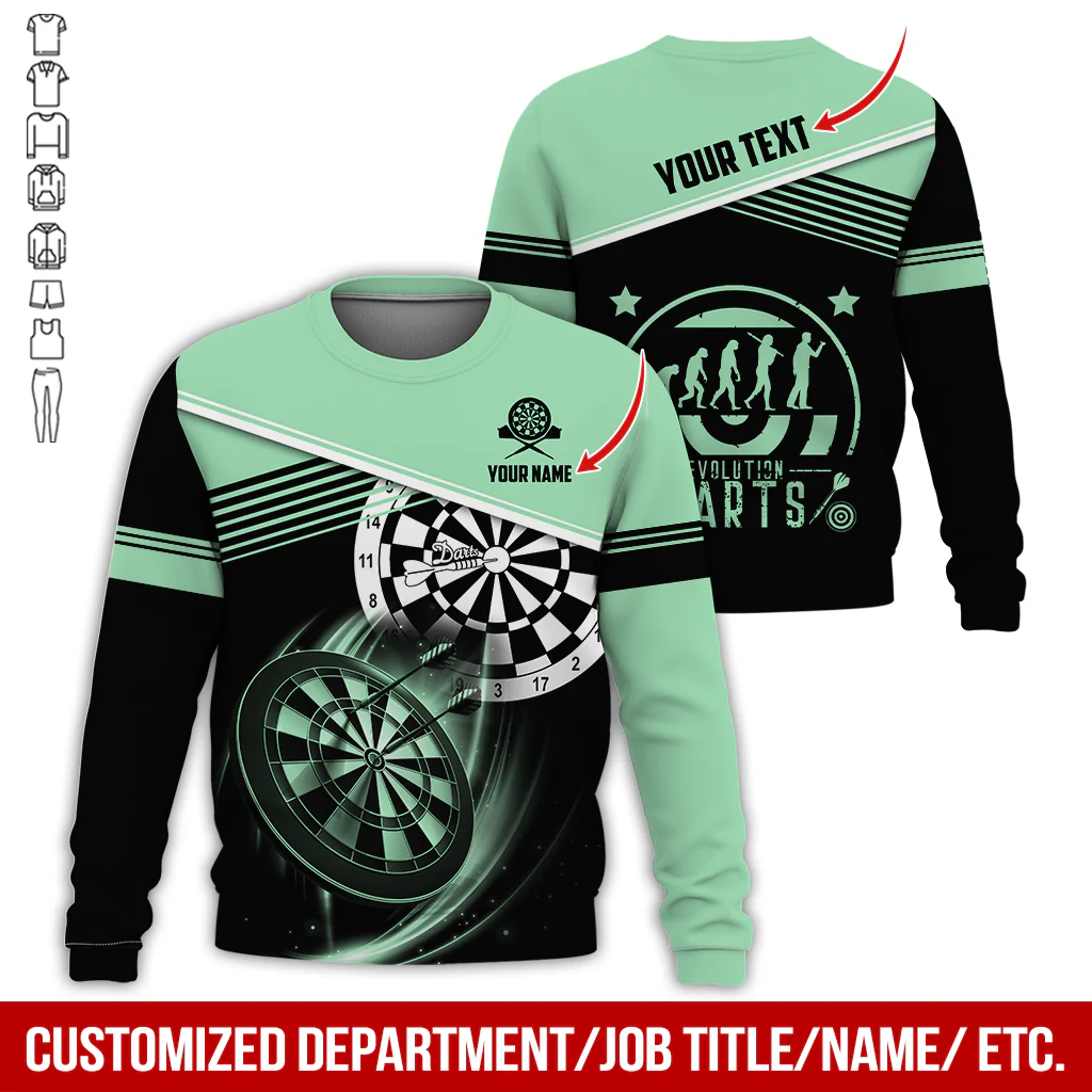 Personalized Name & Text Darts Sweatshirt, Customized Evdlution Darts Player Sweatshirt For Men & Women - Gift For Darts Lovers, Darts Players - Image 4