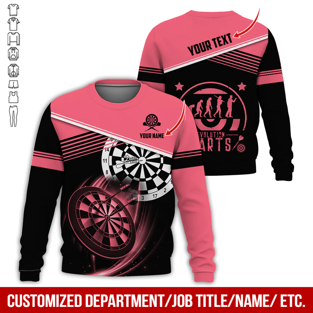 Personalized Name & Text Darts Sweatshirt, Customized Evdlution Darts Player Sweatshirt For Men & Women - Gift For Darts Lovers, Darts Players - Image 5