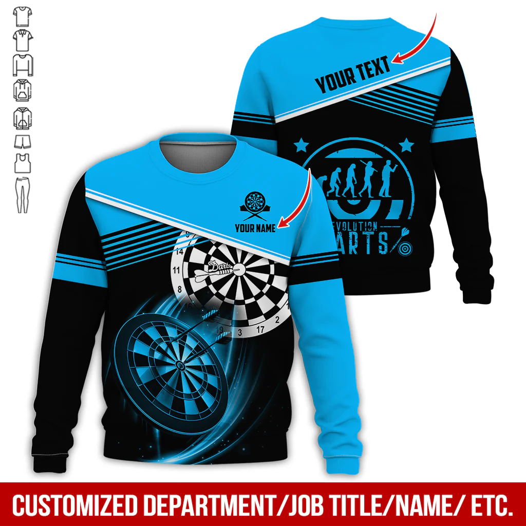 Personalized Name & Text Darts Sweatshirt, Customized Evdlution Darts Player Sweatshirt For Men & Women - Gift For Darts Lovers, Darts Players - Image 6
