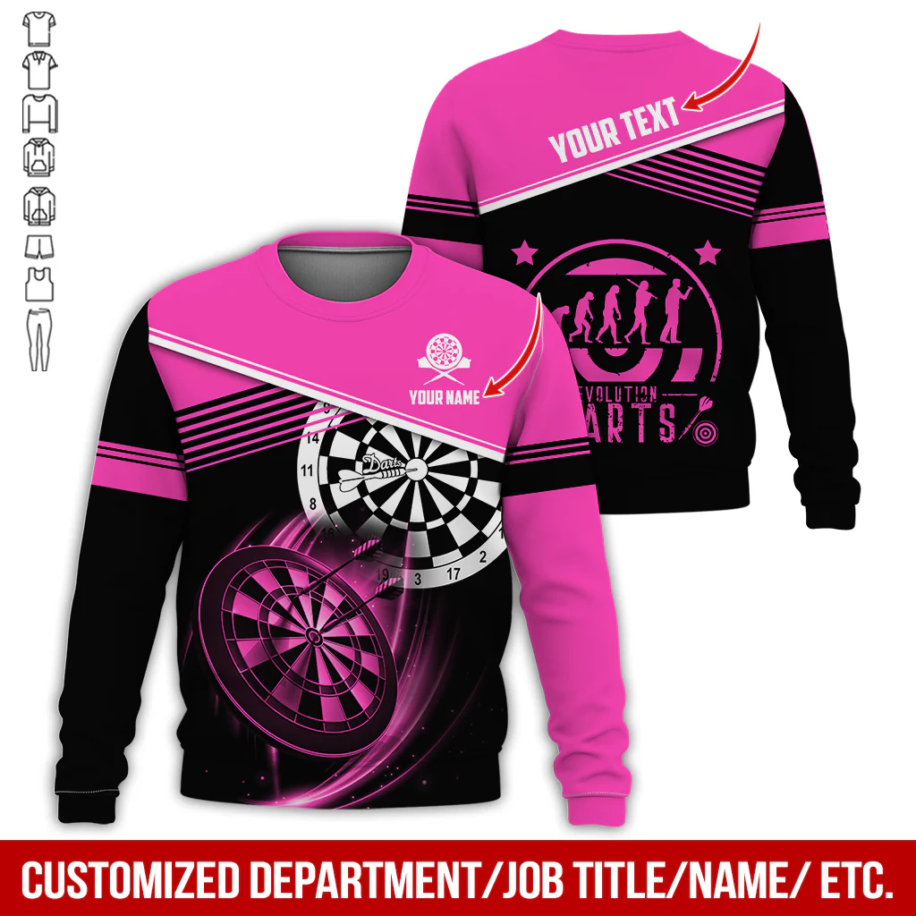 Personalized Name & Text Darts Sweatshirt, Customized Evdlution Darts Player Sweatshirt For Men & Women - Gift For Darts Lovers, Darts Players - Image 8
