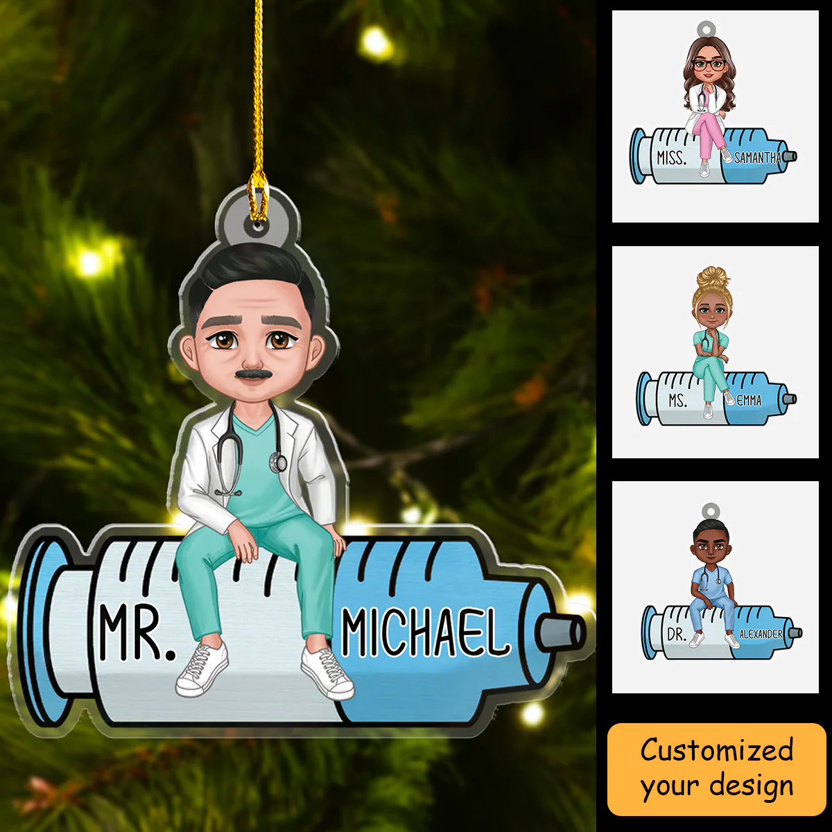 Personalized Nurse Sitting Acrylic Ornament, Nurse Gift, Gift For Nurse, Nurse Retirement Gift, Nurse Christmas Gift - Image 2