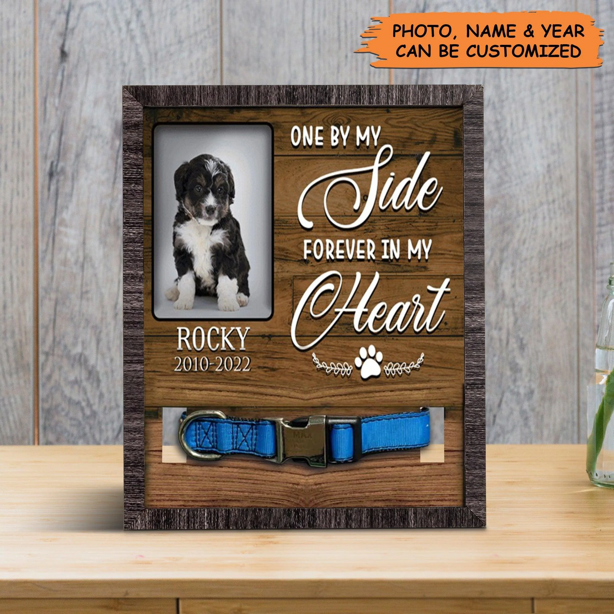 Personalized Pet Collar Frame - Custom A Bernedoodle Pet Picture Frames, Pet Loss Sympathy, Memorial Pet Collar Sign - Gift For Grieving Pet Owner - Image 2