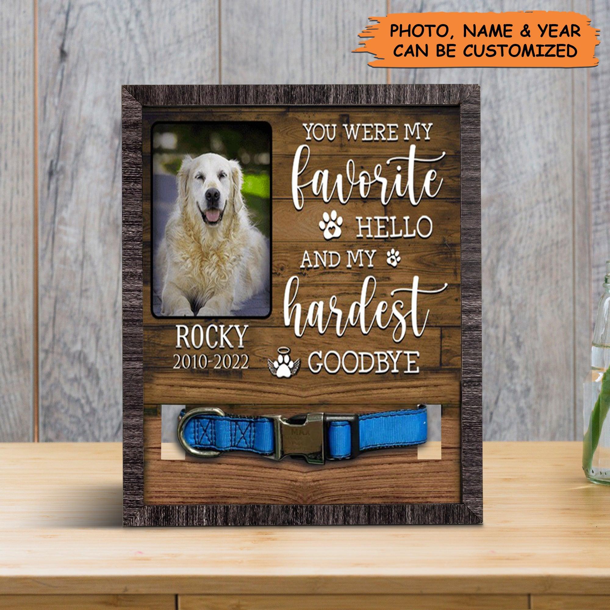 Personalized Pet Collar Frame - Customized A Golden Retriever Picture Frames, Pet Loss Sympathy, Custom Memorial Pet Collar Sign - Gift For Pet Lovers