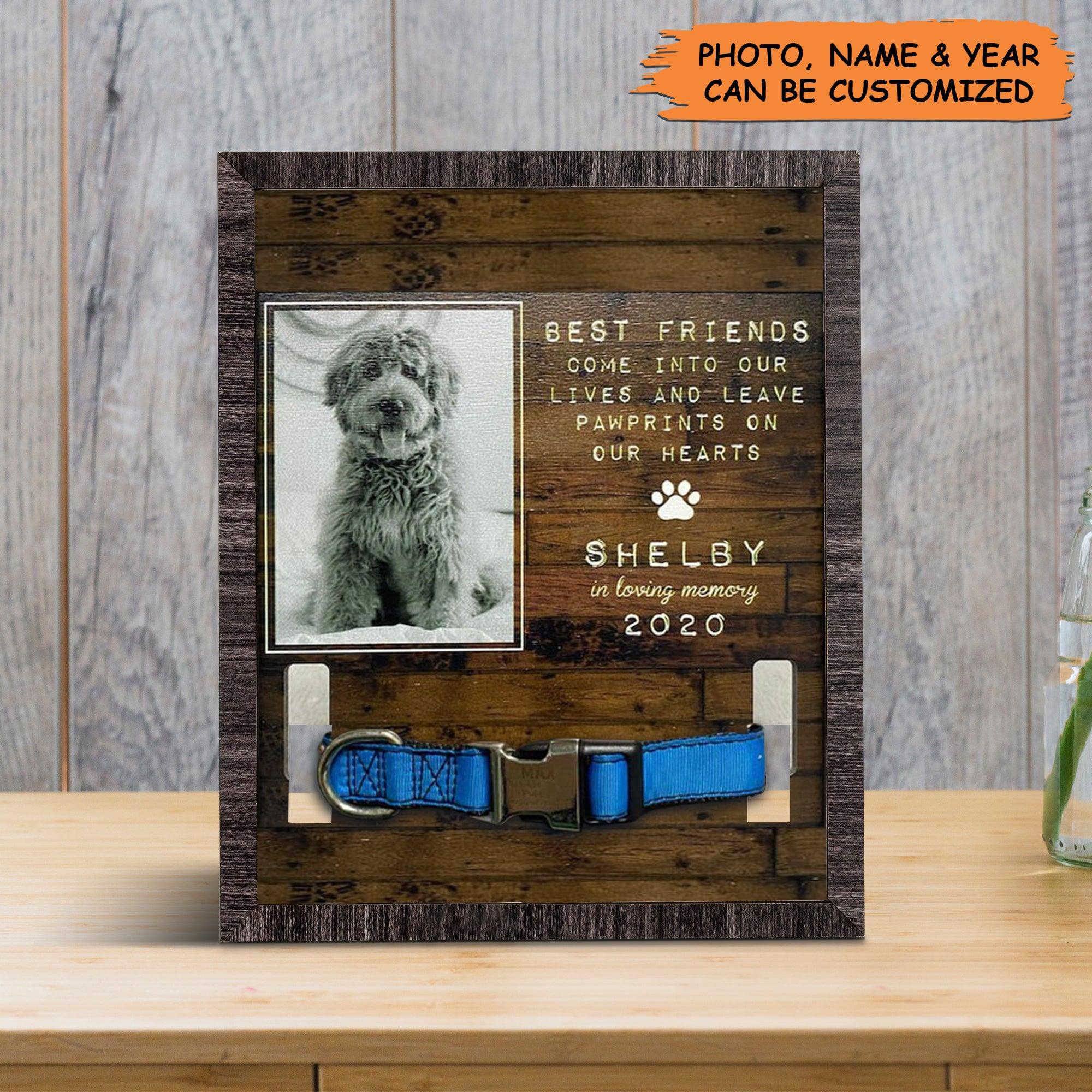 Personalized Pet Collar Frame - Puppy Memorial Wood Frame With Collar Display, Pet Loss Sympathy, Custom Memorial Pet Collar Sign- Gift For Pet Lovers