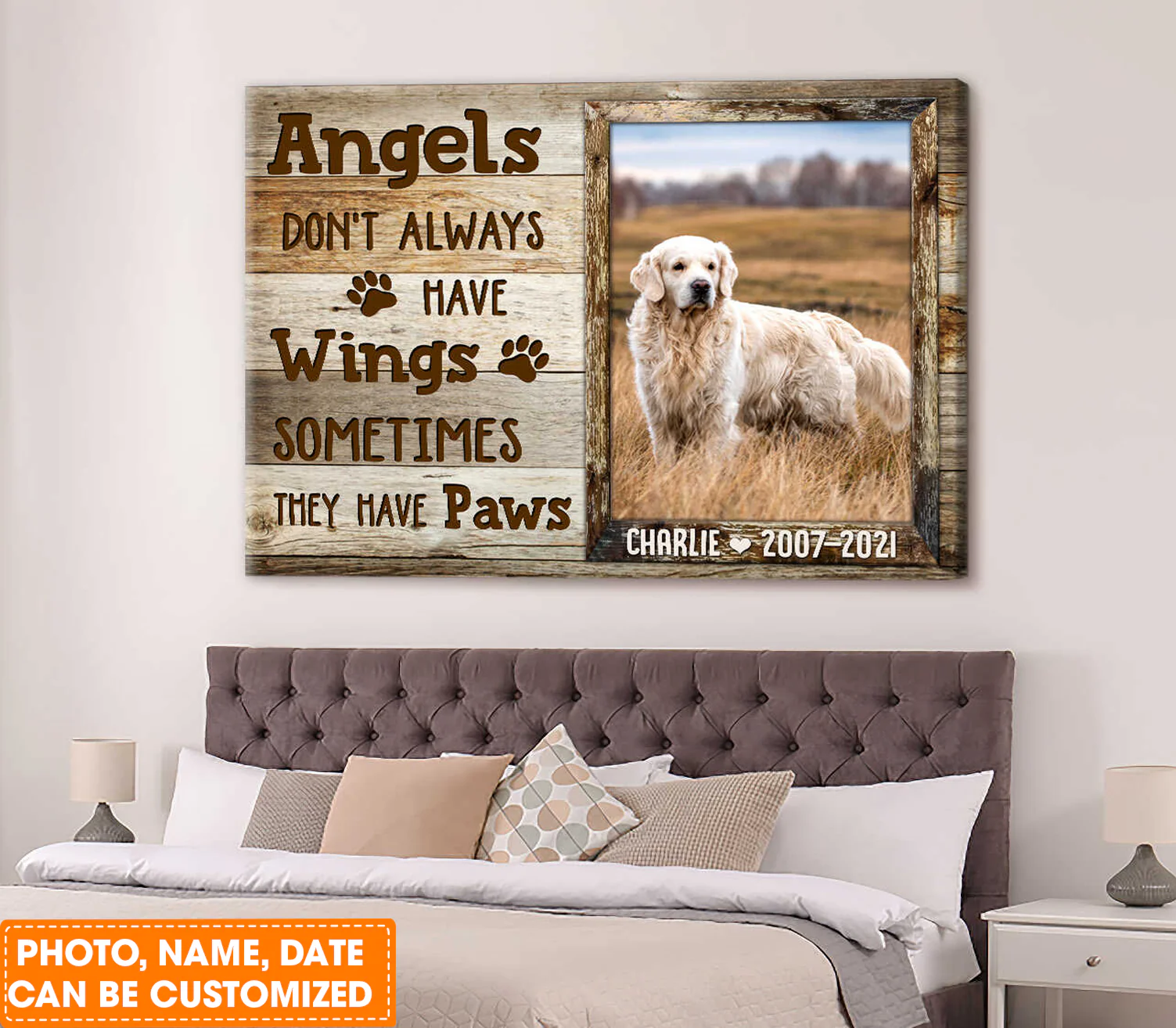 Personalized Pet Photo Gifts, Custom Canvas Prints Memorial Pet Photo Gift Angels don’t always have wings, Perfect Gift For Dog Lovers, Friends, Family - Image 2