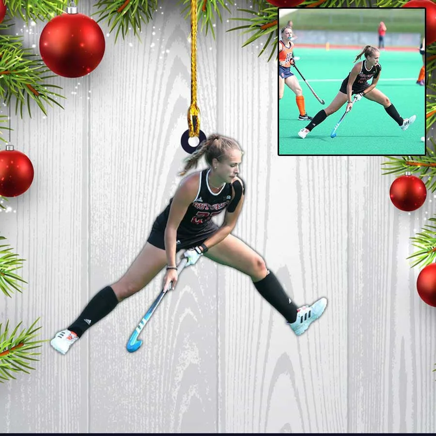 Personalized Photo Field Hockey Players Custom Shaped Hockey Car Ornament For Daughter, Women - Image 5